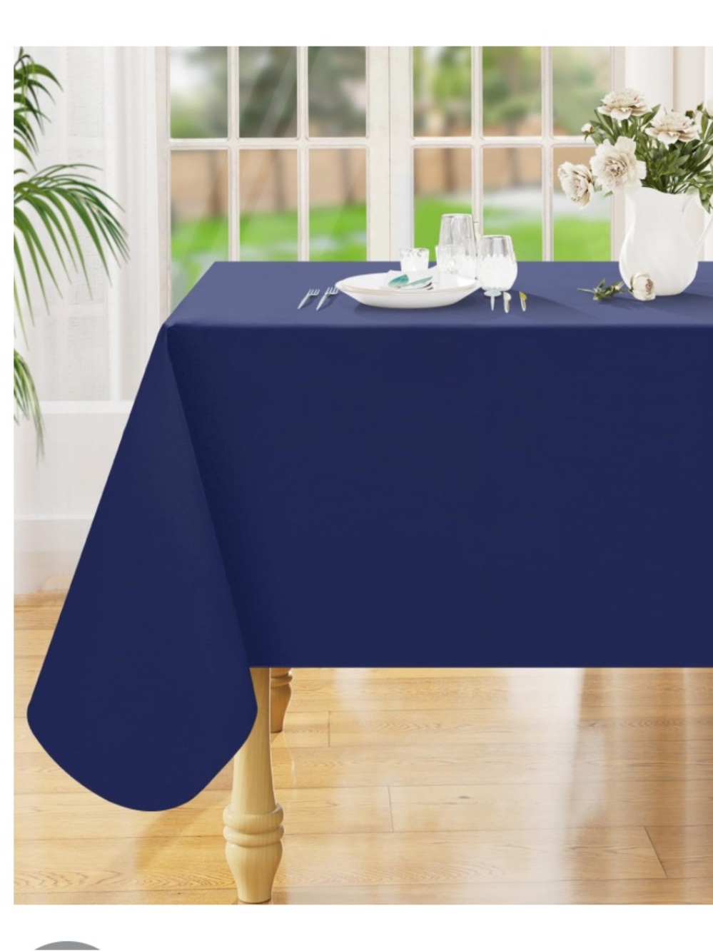 Vinyl Tablecloth Waterproof Wipeable Rectangular 60x84” NAVY BLUE